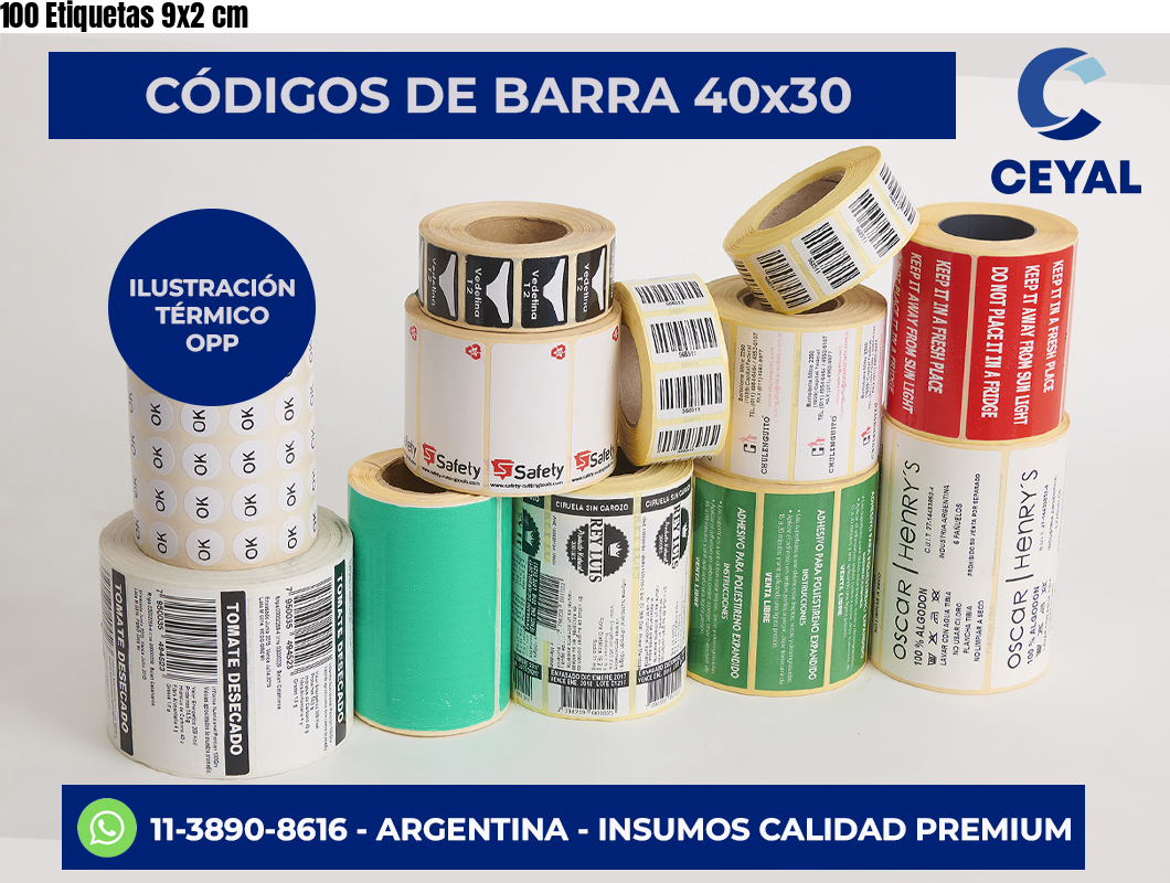 100 Etiquetas 9×2 cm