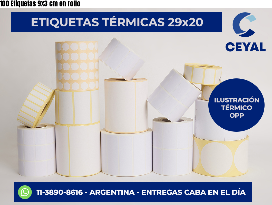 100 Etiquetas 9×3 cm en rollo