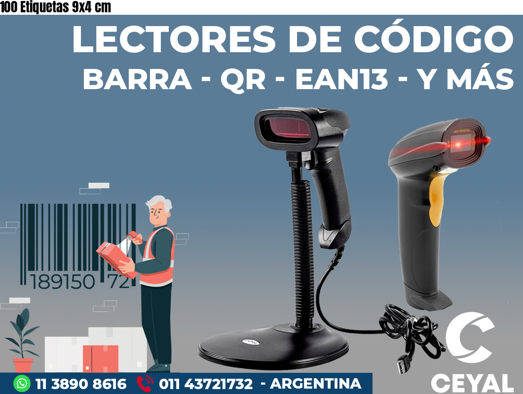 100 Etiquetas 9x4 cm