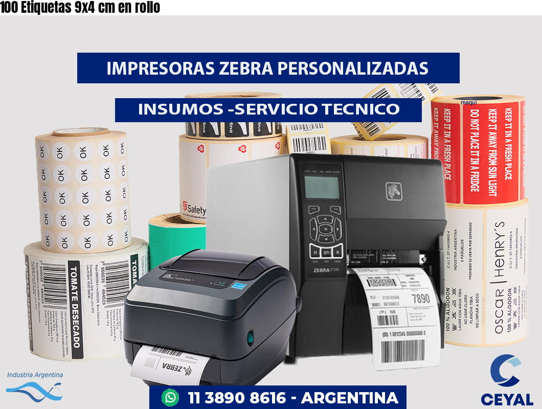 100 Etiquetas 9x4 cm en rollo