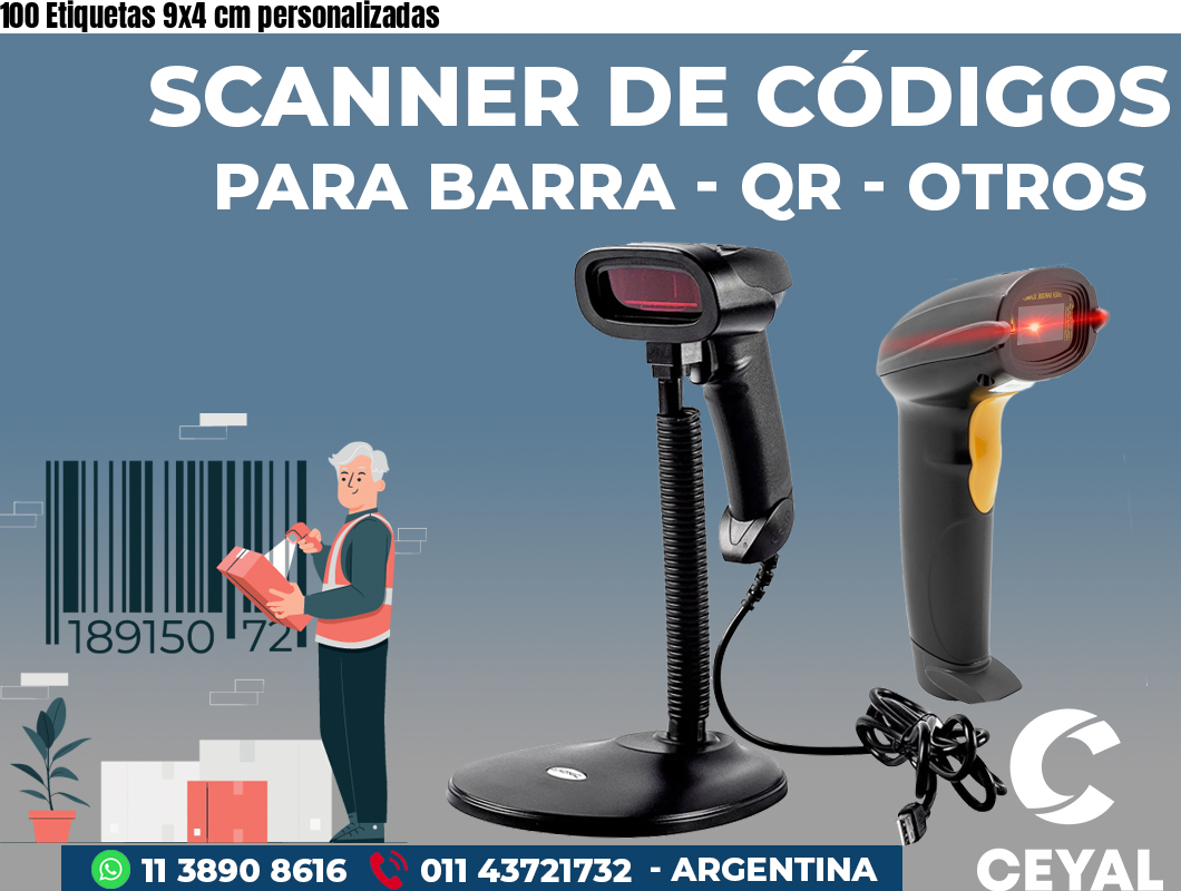 100 Etiquetas 9x4 cm personalizadas