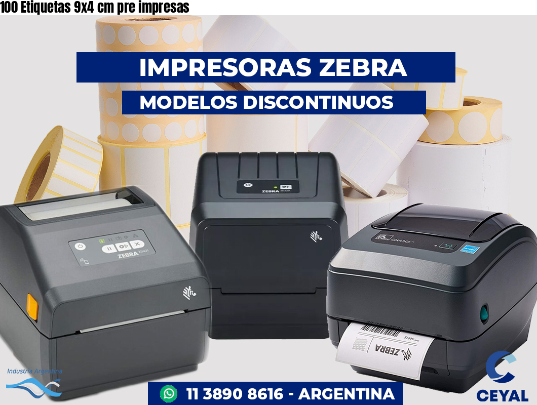 100 Etiquetas 9x4 cm pre impresas