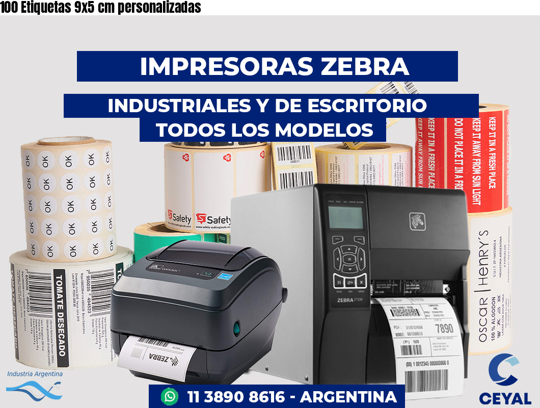 100 Etiquetas 9x5 cm personalizadas