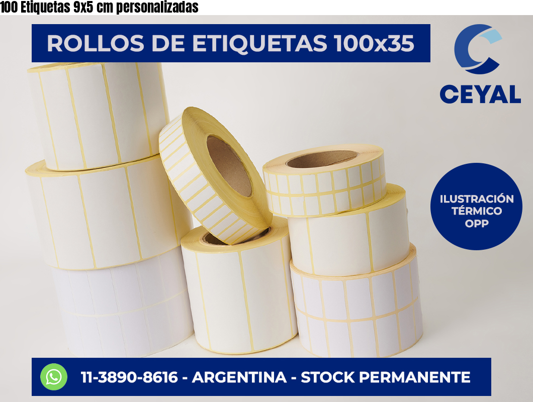 100 Etiquetas 9×5 cm personalizadas