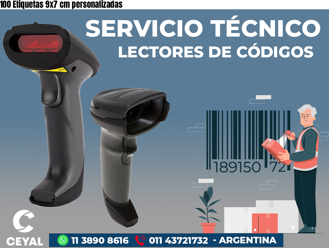 100 Etiquetas 9x7 cm personalizadas