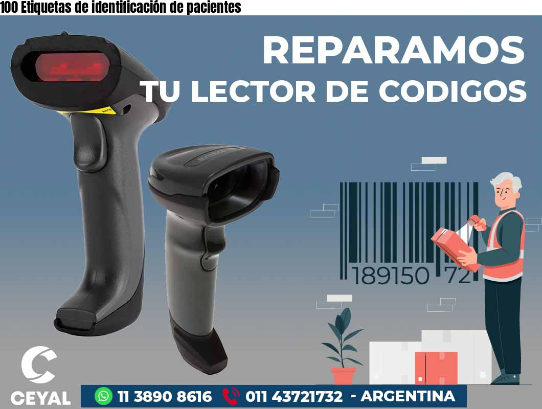 100 Etiquetas de identificación de pacientes
