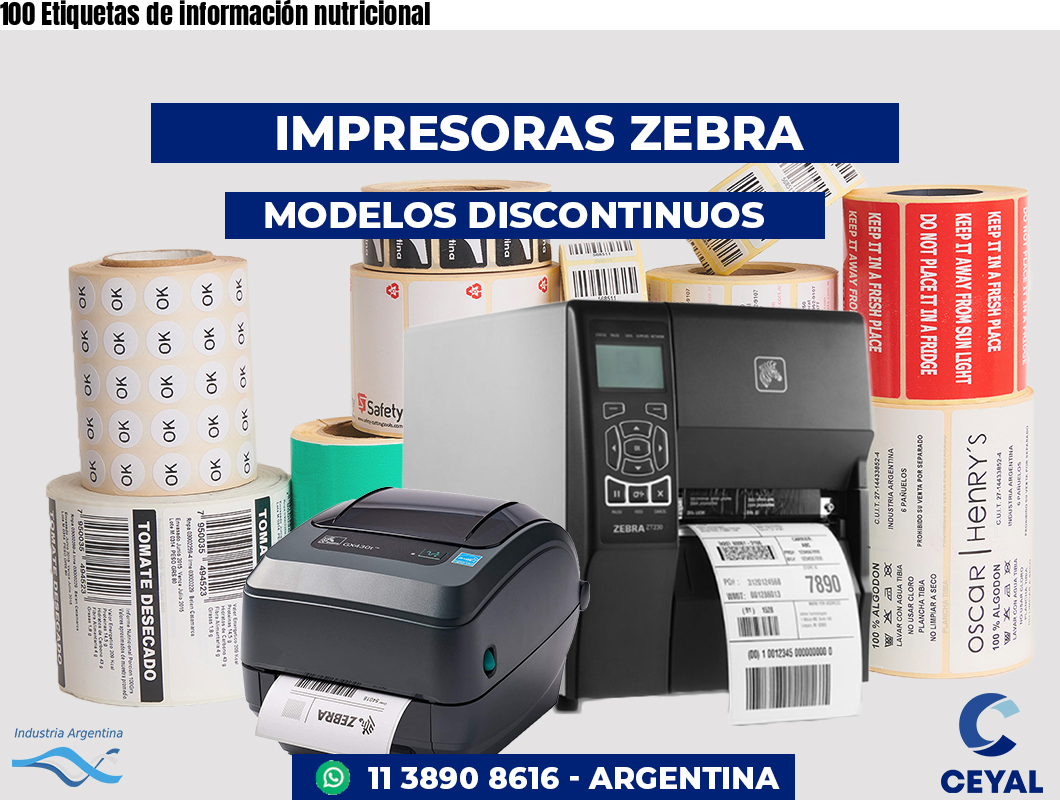 100 Etiquetas de información nutricional