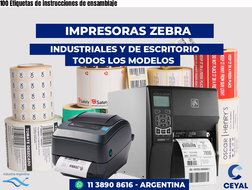 100 Etiquetas de instrucciones de ensamblaje