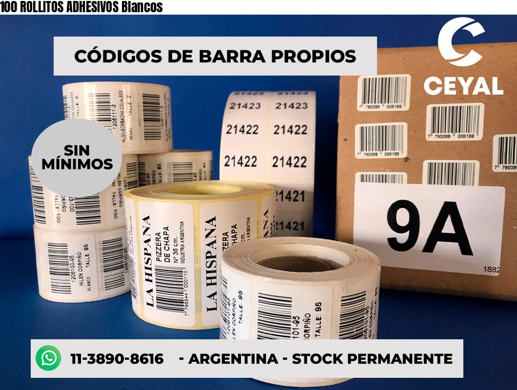 100 ROLLITOS ADHESIVOS Blancos