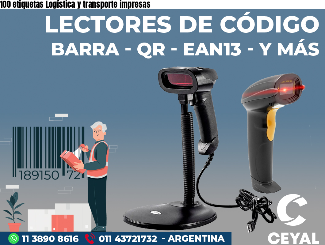 100 etiquetas Logística y transporte impresas