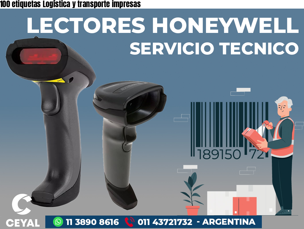 100 etiquetas Logística y transporte impresas