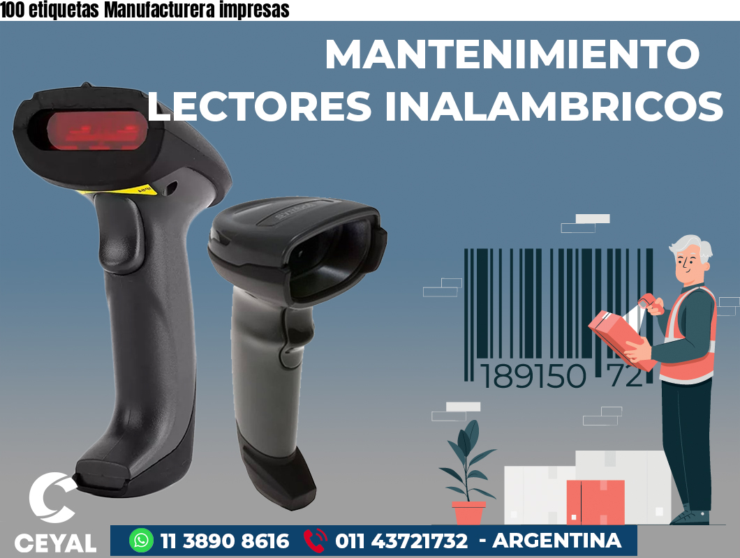 100 etiquetas Manufacturera impresas