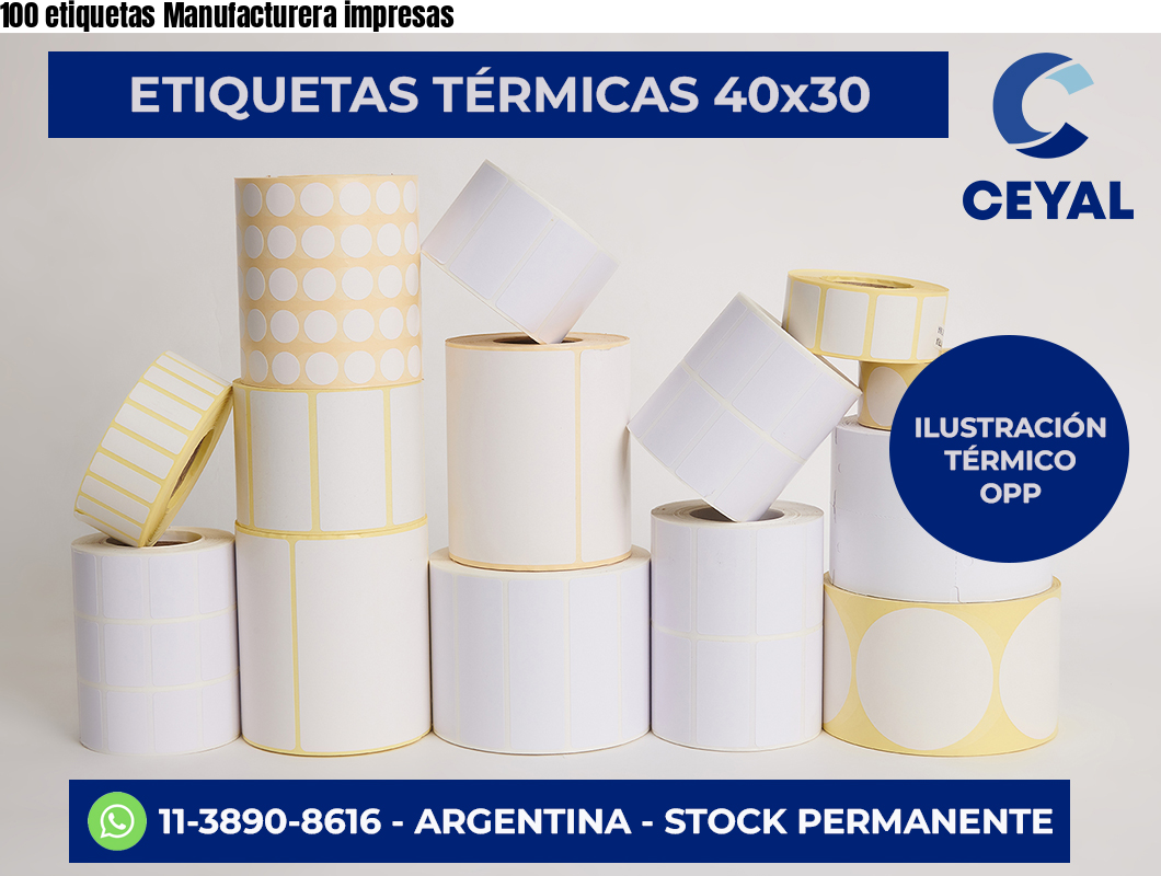 100 etiquetas Manufacturera impresas