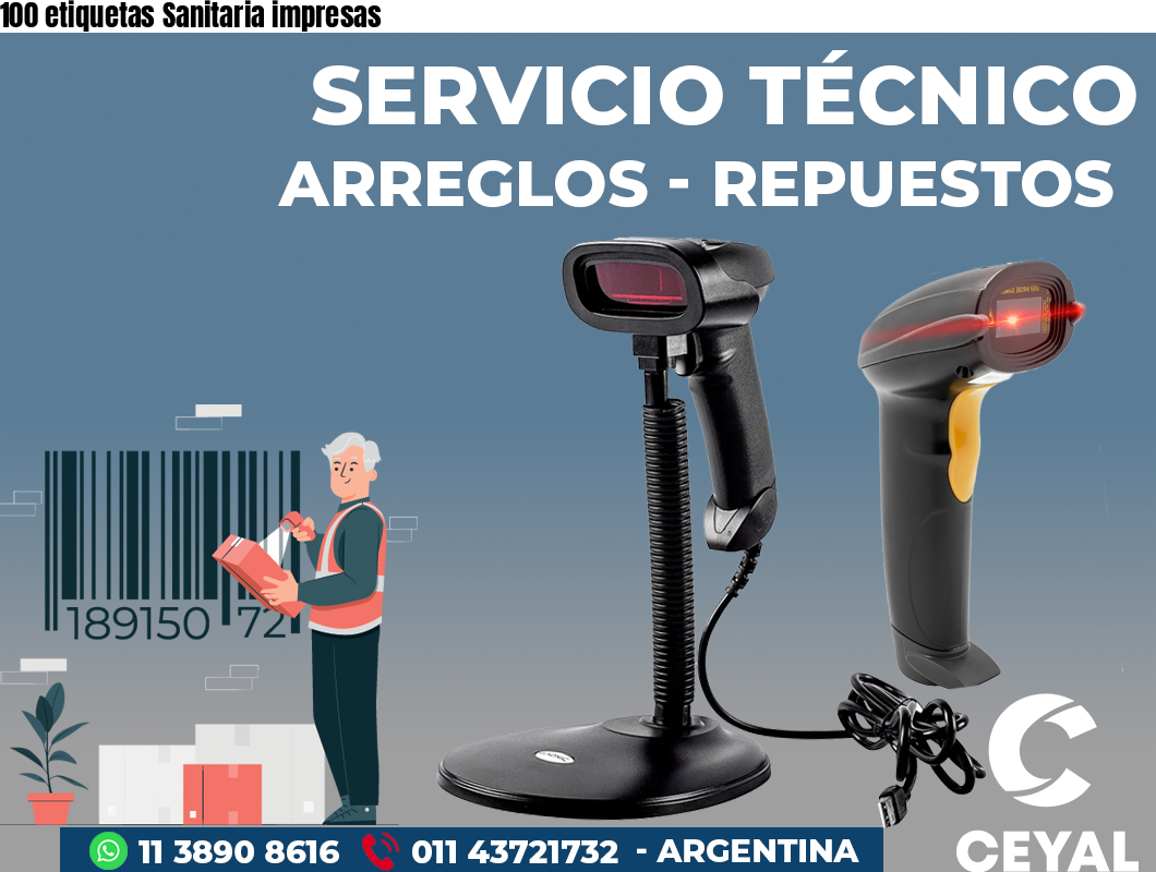 100 etiquetas Sanitaria impresas
