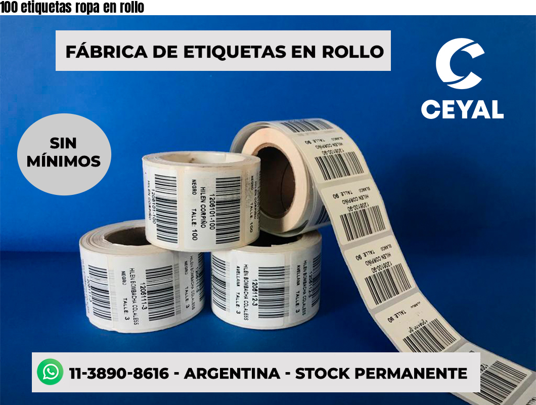 100 etiquetas ropa en rollo