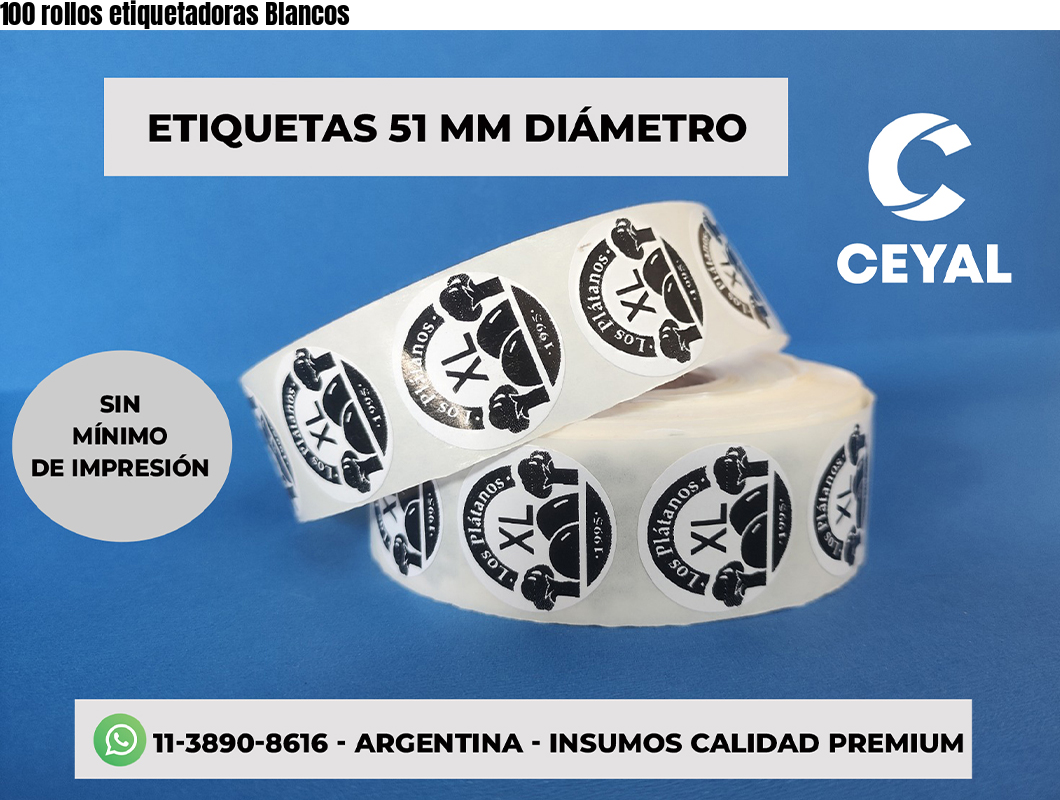 100 rollos etiquetadoras Blancos