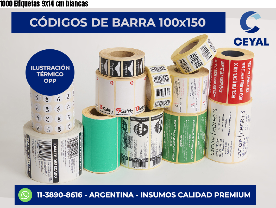 1000 Etiquetas 9×14 cm blancas