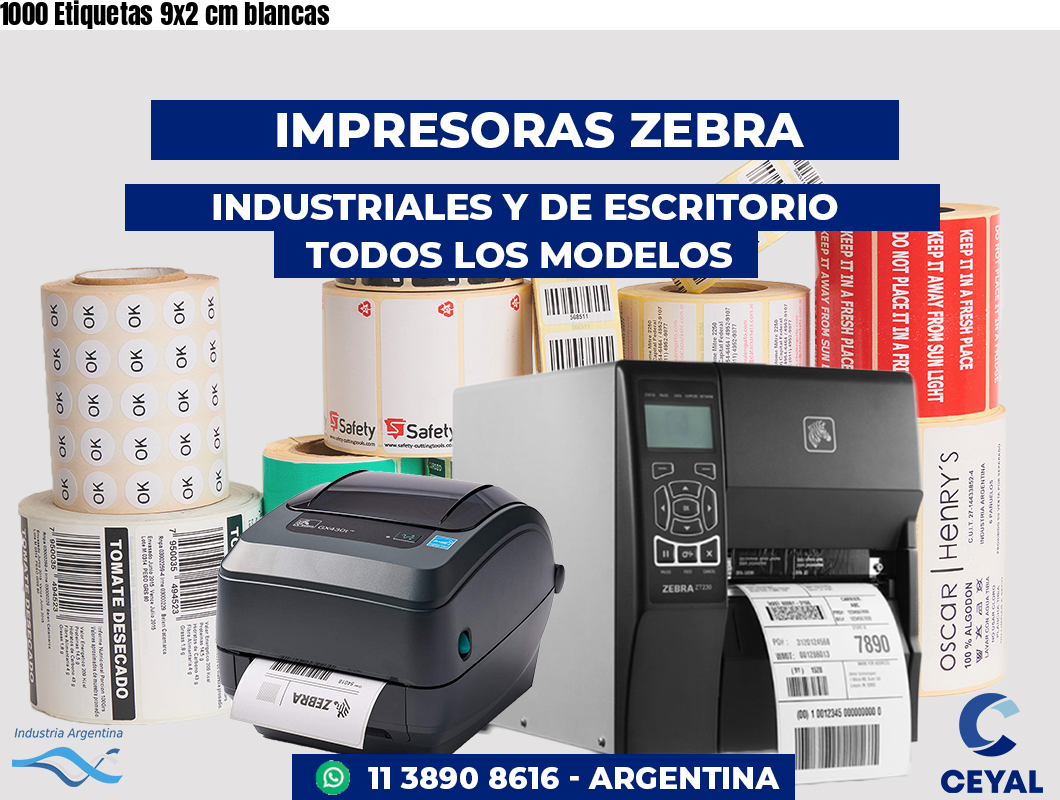 1000 Etiquetas 9x2 cm blancas