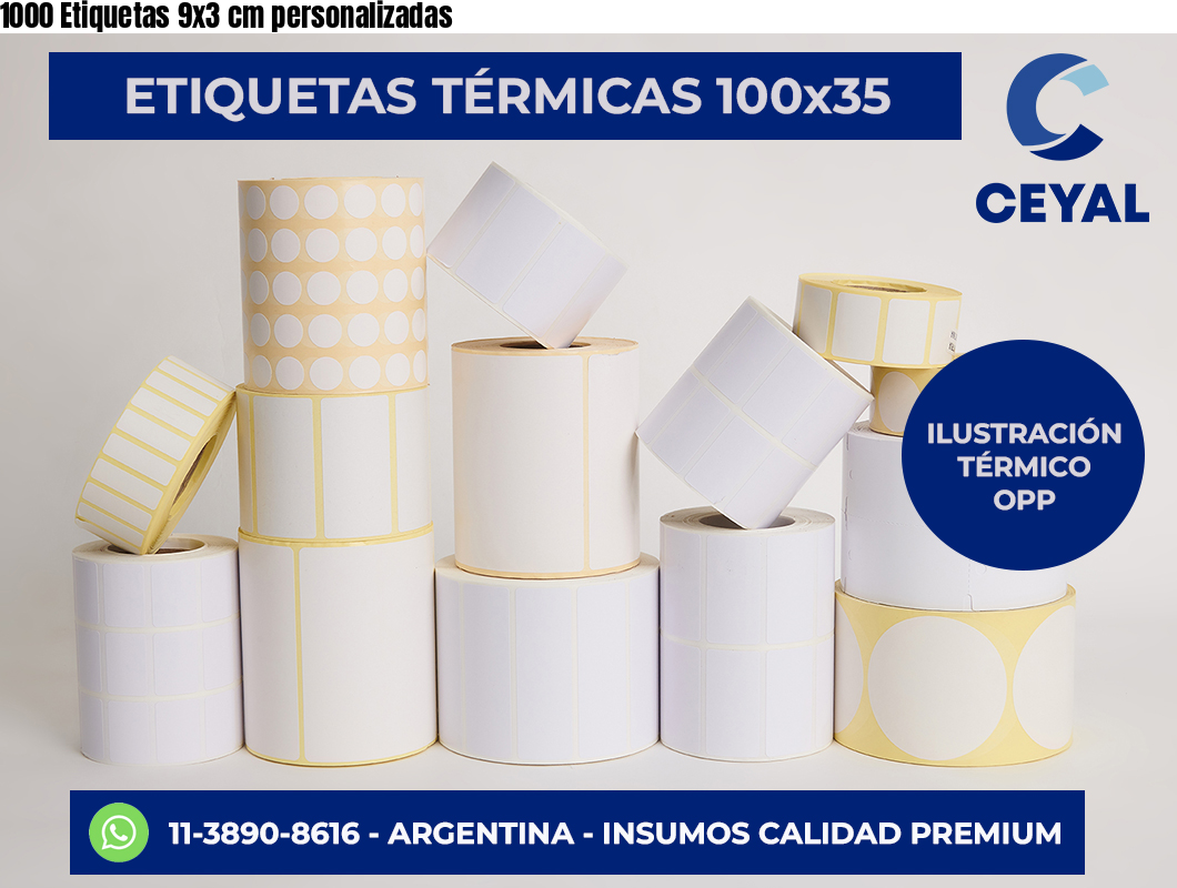 1000 Etiquetas 9×3 cm personalizadas