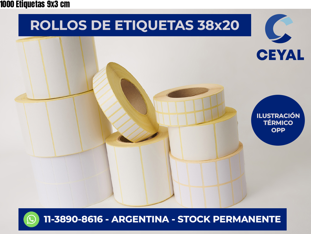 1000 Etiquetas 9×3 cm