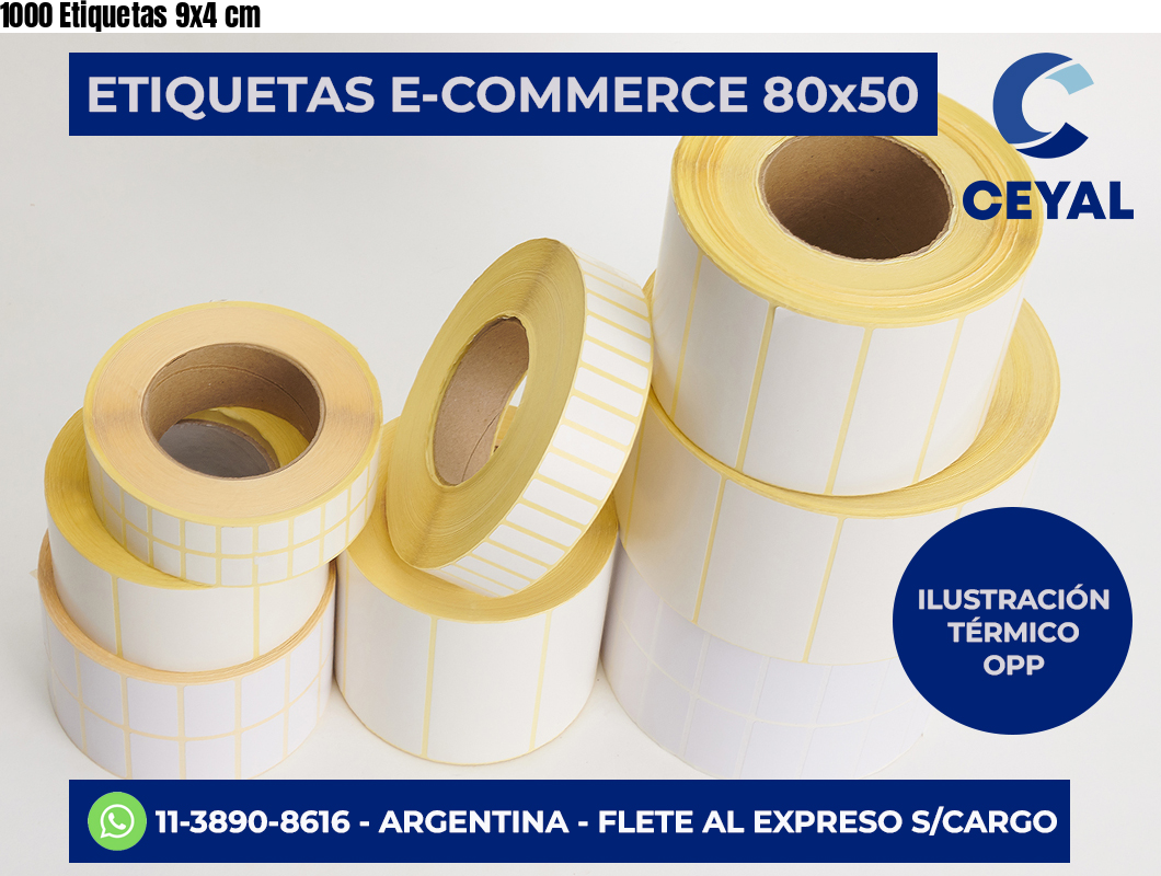 1000 Etiquetas 9×4 cm