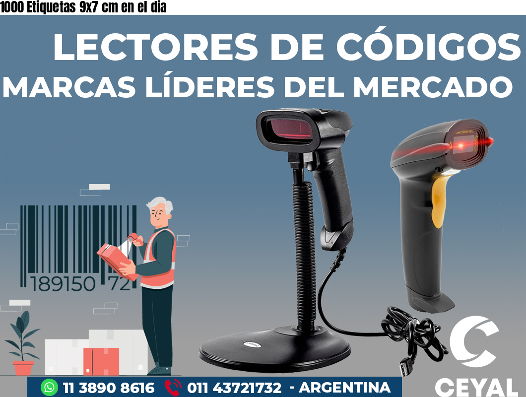 1000 Etiquetas 9x7 cm en el dia