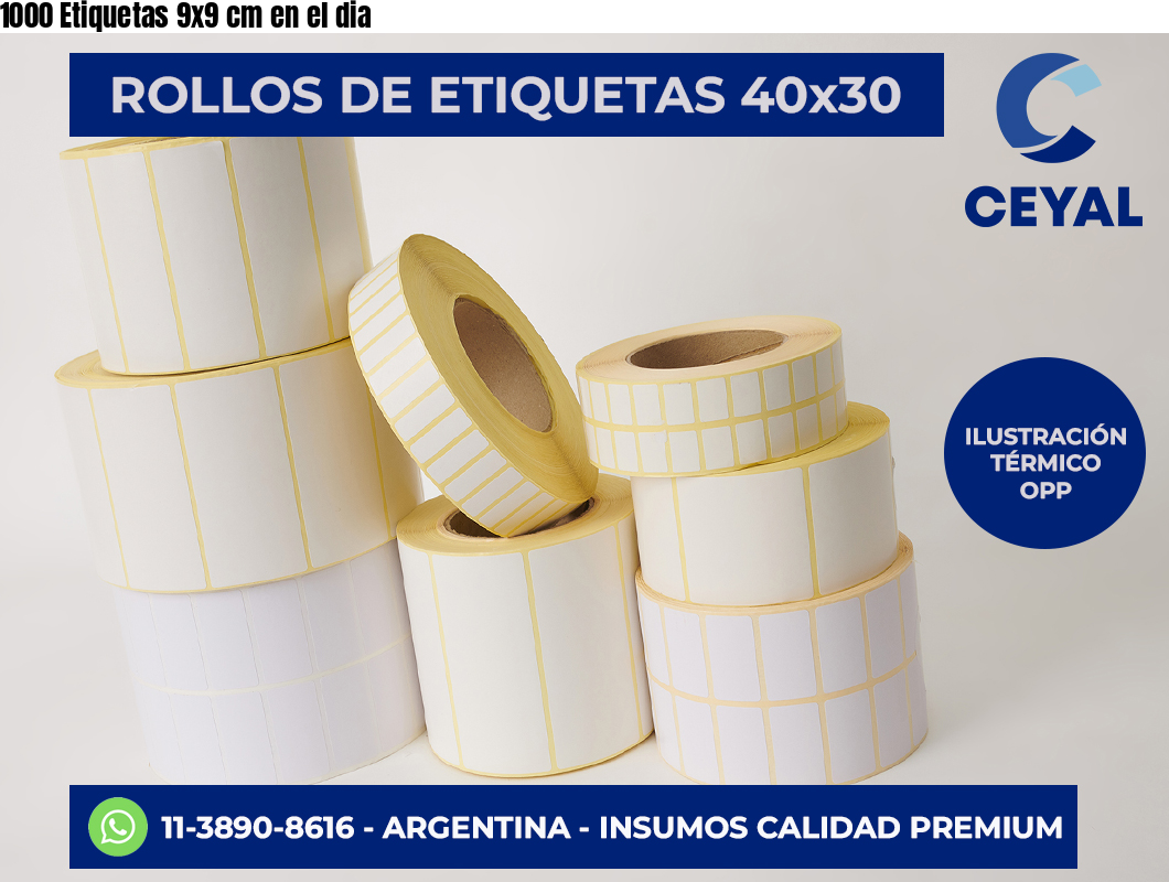 1000 Etiquetas 9×9 cm en el dia