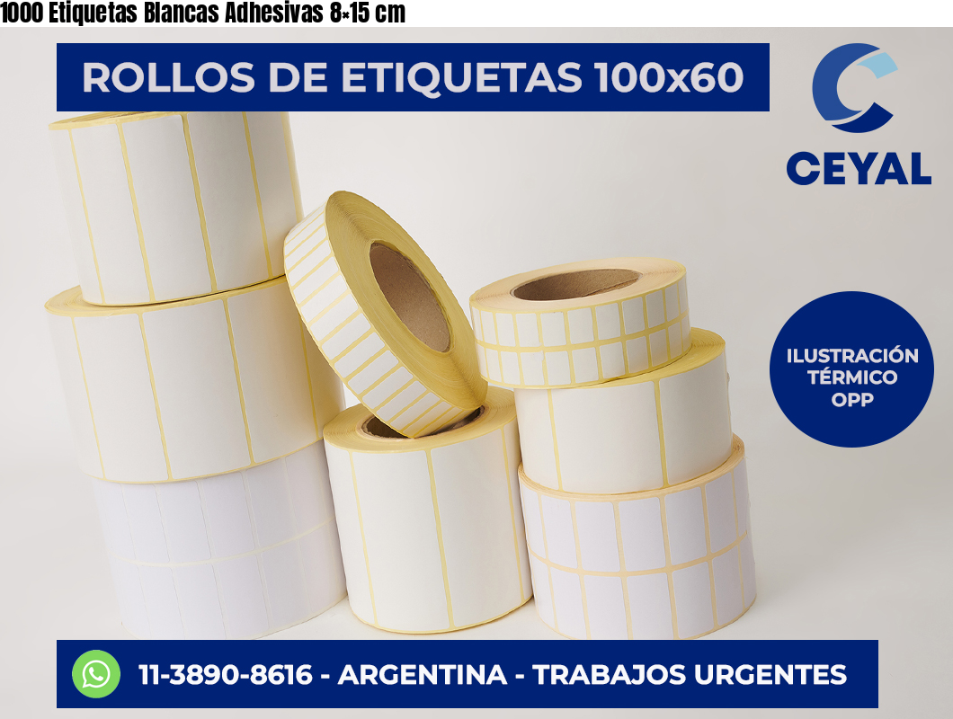 1000 Etiquetas Blancas Adhesivas 8×15 cm