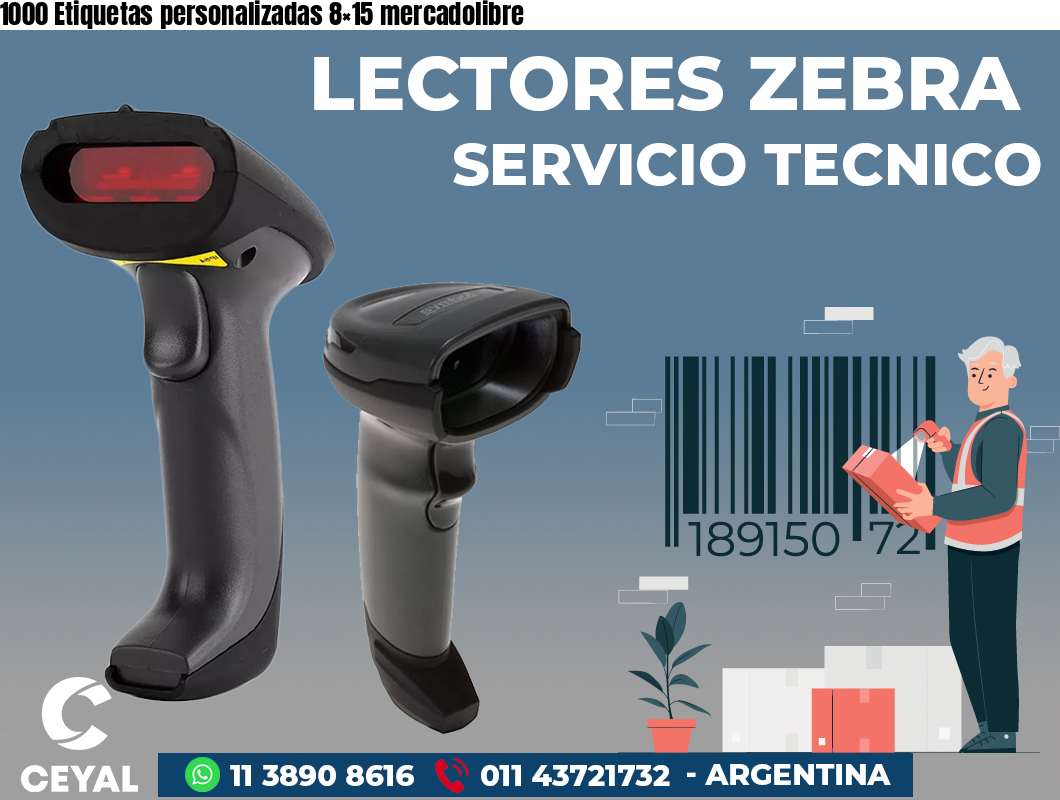 1000 Etiquetas personalizadas 8×15 mercadolibre