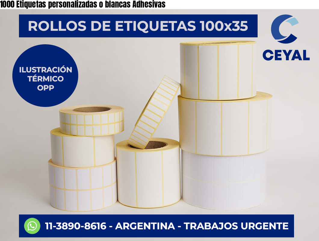 1000 Etiquetas personalizadas o blancas Adhesivas
