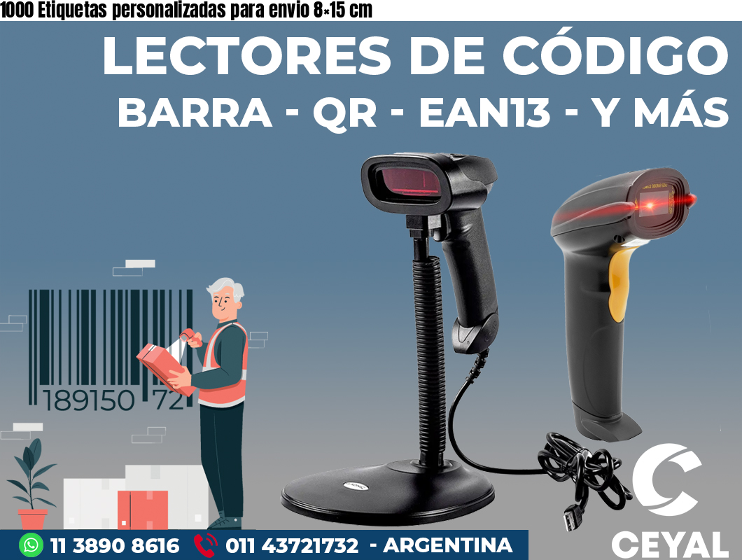 1000 Etiquetas personalizadas para envio 8×15 cm