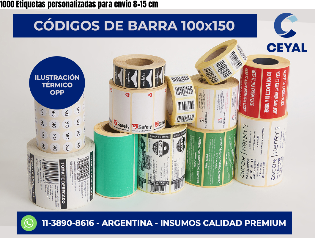 1000 Etiquetas personalizadas para envio 8×15 cm
