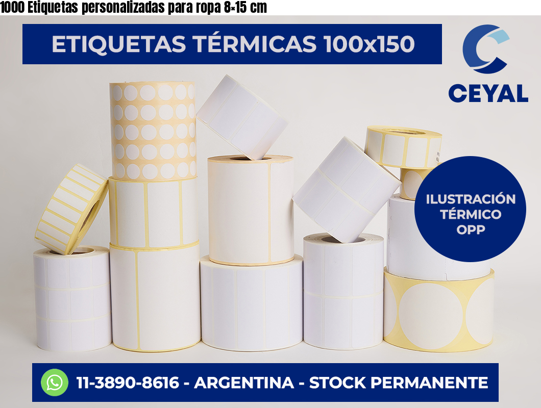 1000 Etiquetas personalizadas para ropa 8×15 cm