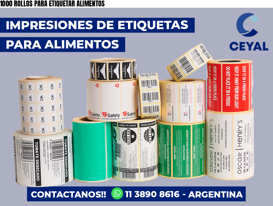 1000 ROLLOS PARA ETIQUETAR ALIMENTOS