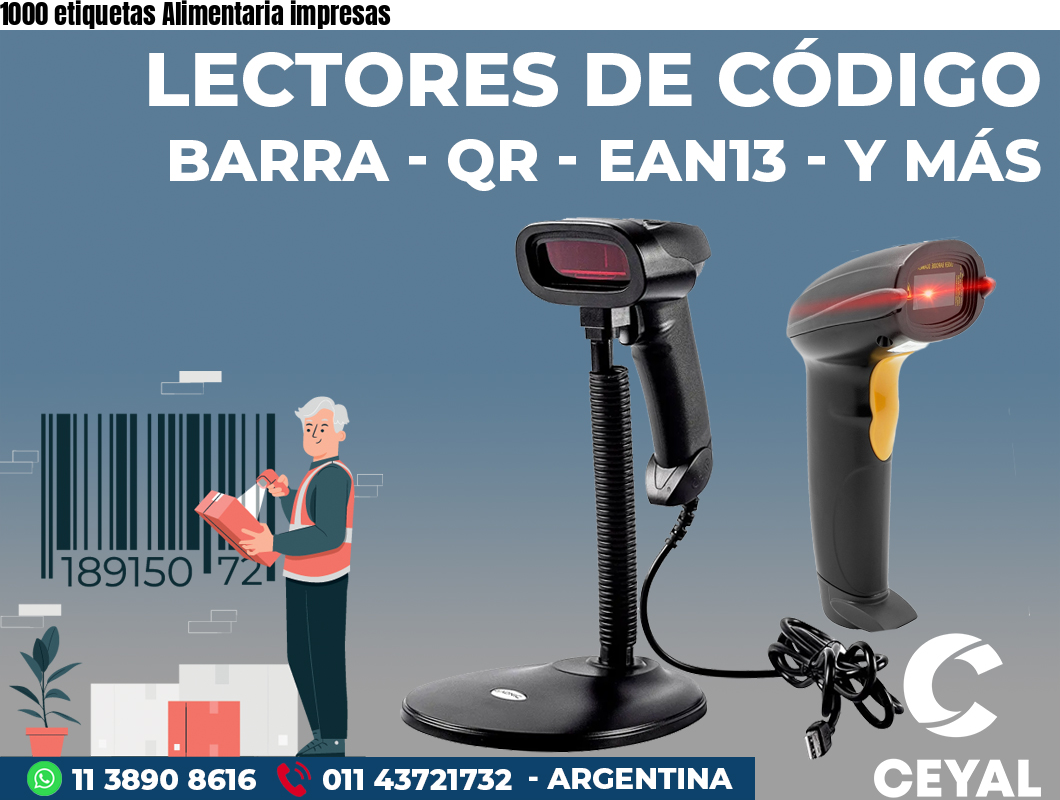 1000 etiquetas Alimentaria impresas