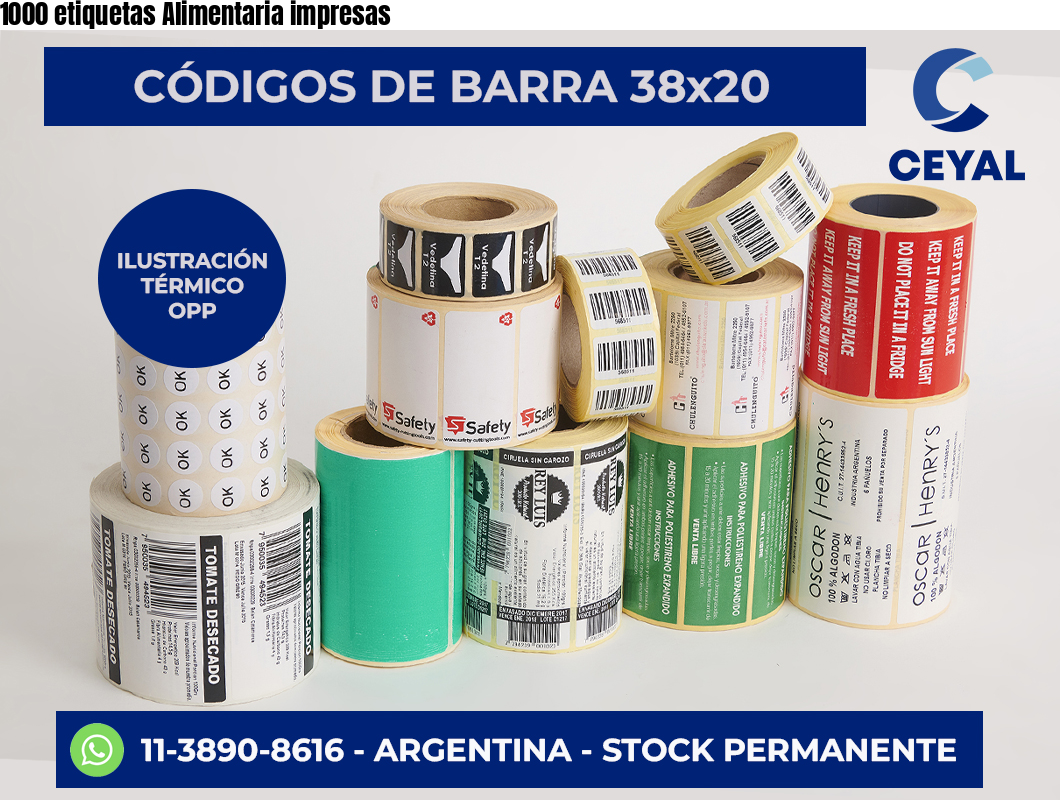 1000 etiquetas Alimentaria impresas