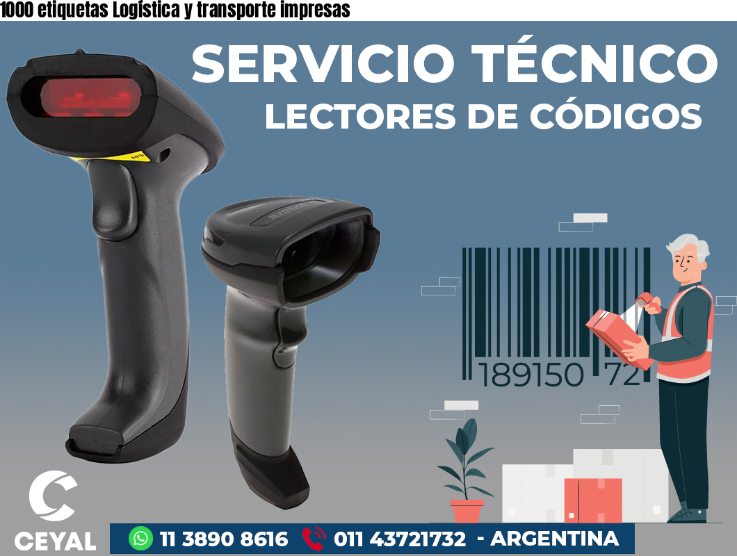 1000 etiquetas Logística y transporte impresas