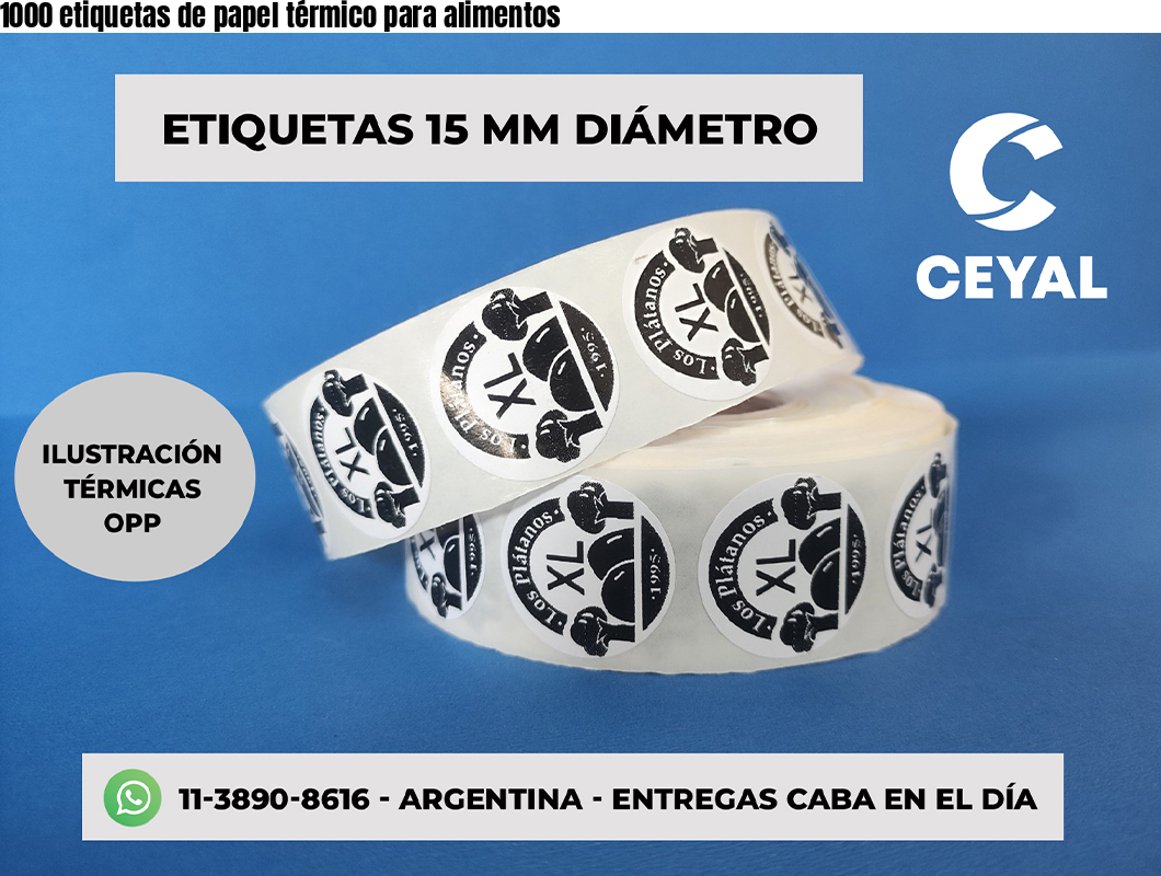 1000 etiquetas de papel térmico para alimentos