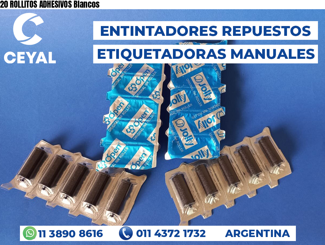 20 ROLLITOS ADHESIVOS Blancos