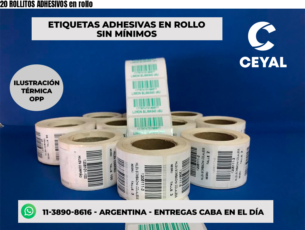 20 ROLLITOS ADHESIVOS en rollo