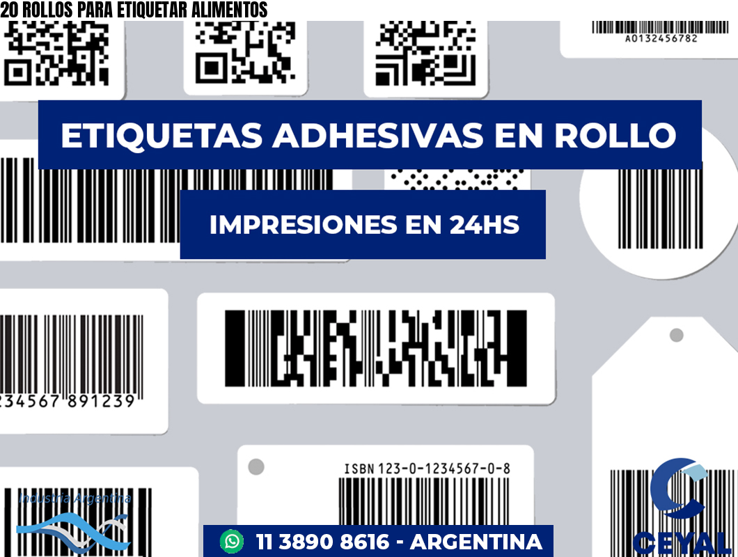 20 ROLLOS PARA ETIQUETAR ALIMENTOS