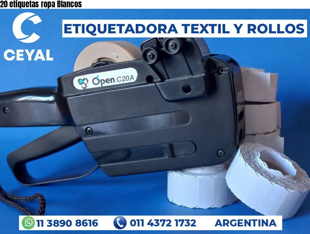 20 etiquetas ropa Blancos