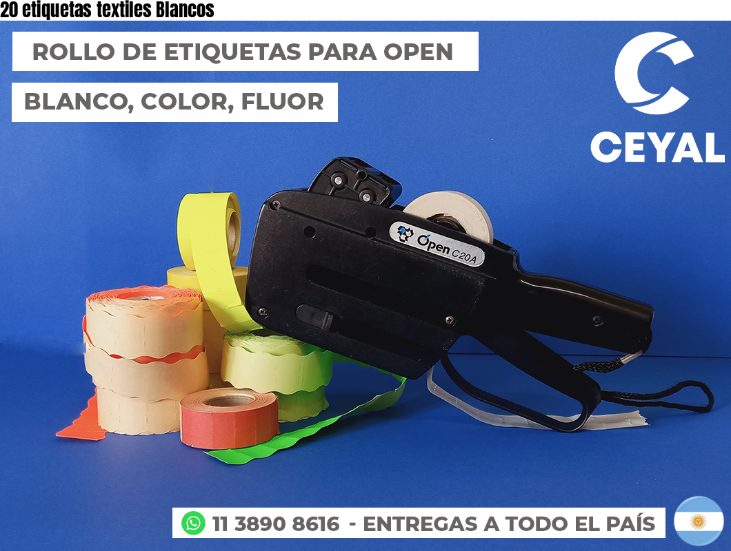 20 etiquetas textiles Blancos