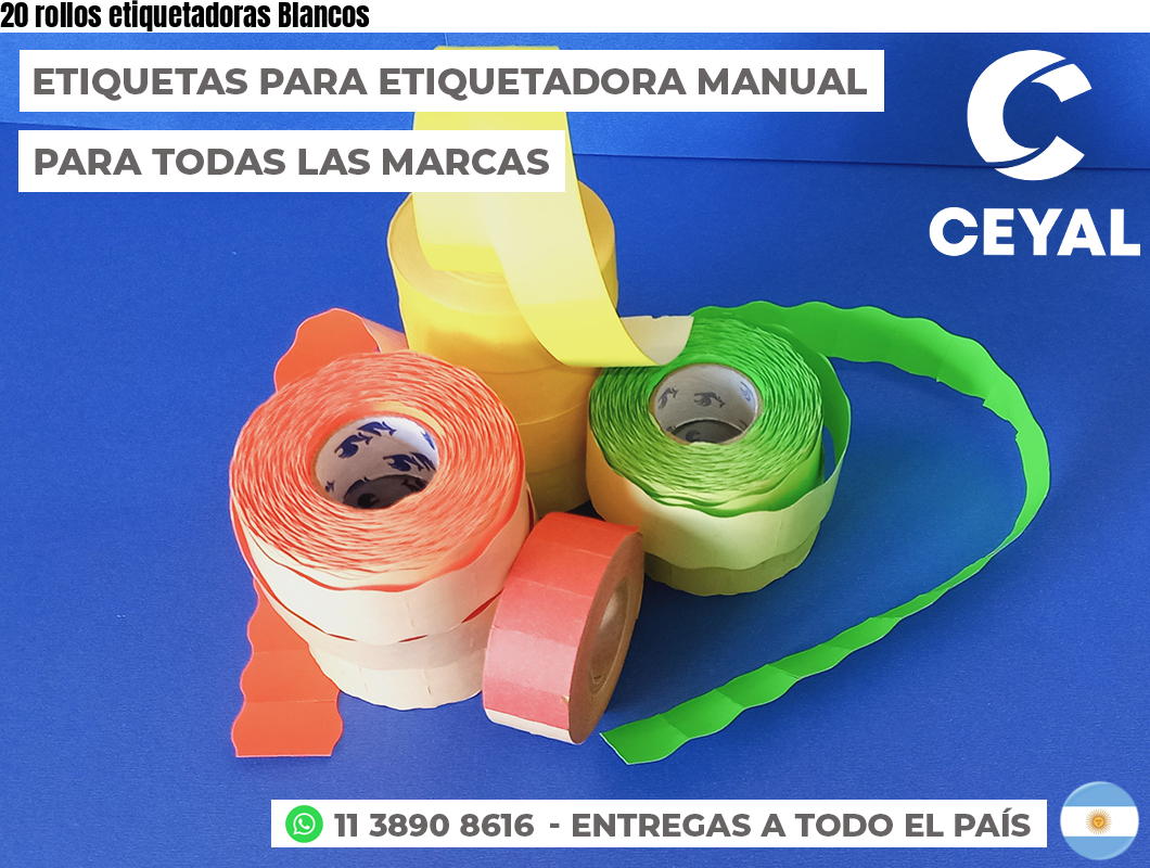20 rollos etiquetadoras Blancos