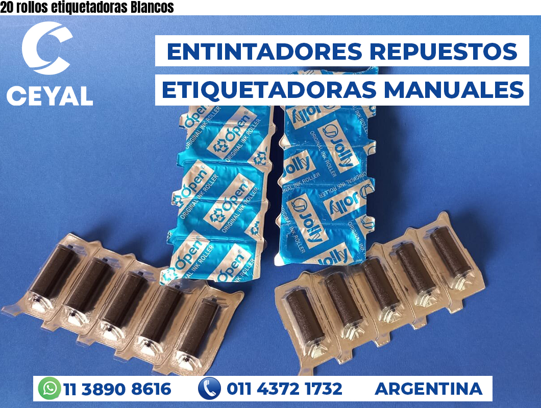 20 rollos etiquetadoras Blancos