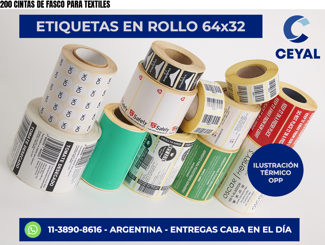 200 CINTAS DE FASCO PARA TEXTILES