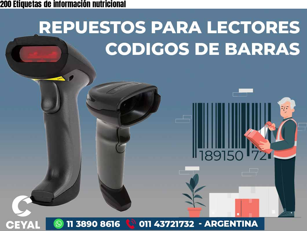 200 Etiquetas de información nutricional
