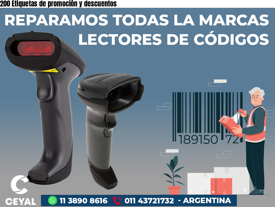 200 Etiquetas de promoción y descuentos