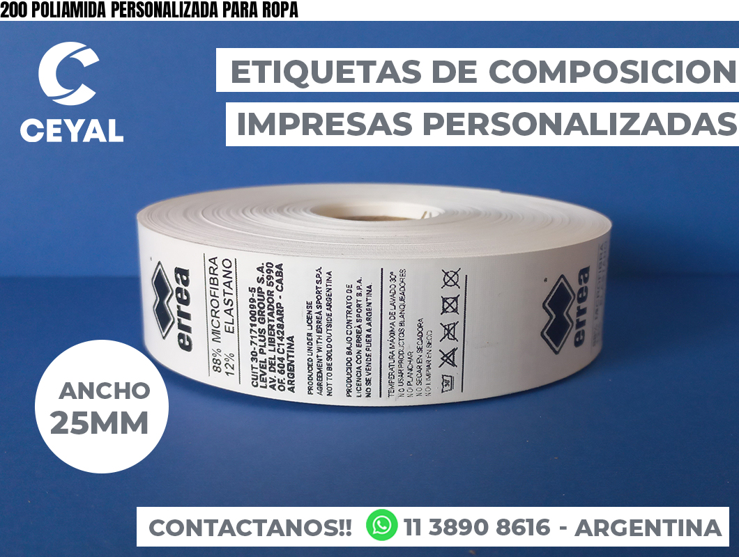 200 POLIAMIDA PERSONALIZADA PARA ROPA