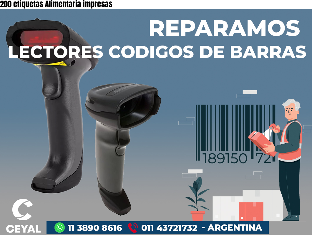 200 etiquetas Alimentaria impresas